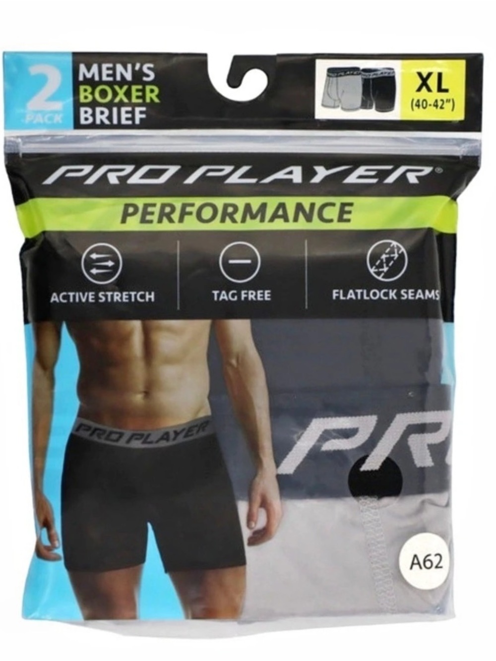PRO PLAYER Performance Boxer Briefs Black & Gray  XL 40-42